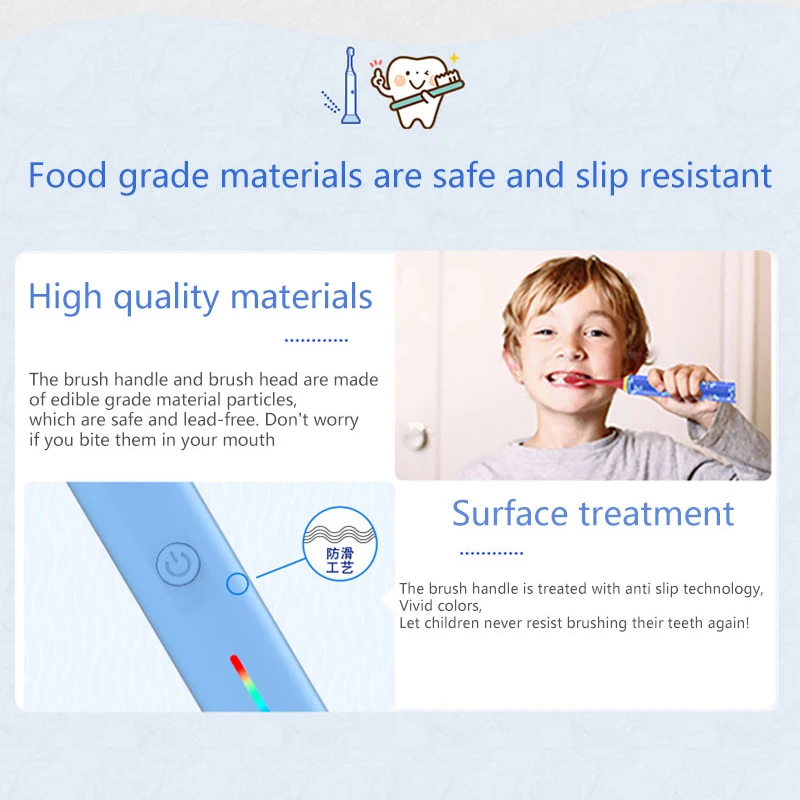 Factory Waterproof IPX7 Smart Kids Children'S Sonic Automatic Electric Toothbrush  For Kids manufacture