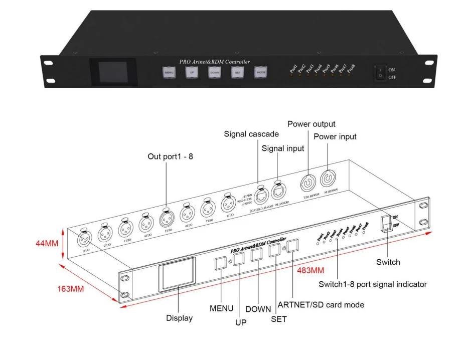 Convertisseur ArtNet Vers DMX512 2 Ports - Interface Ethernet RJ45, Bidirectionnel, Prise UE, Pour éclairage Scénique, Spectacle