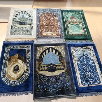 Nicro Factory Wholesale Islamic Gift Ramadam Supplies Thick Portable Anti-slip Praying Rug Soft Eid Muslim Printing Prayer Mat