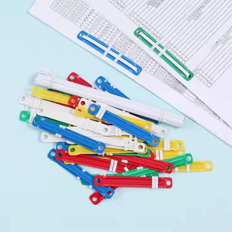 Office Stationery Supplies Colorful PVC Prong Binding Paper Clip Plastic Paper Fastener