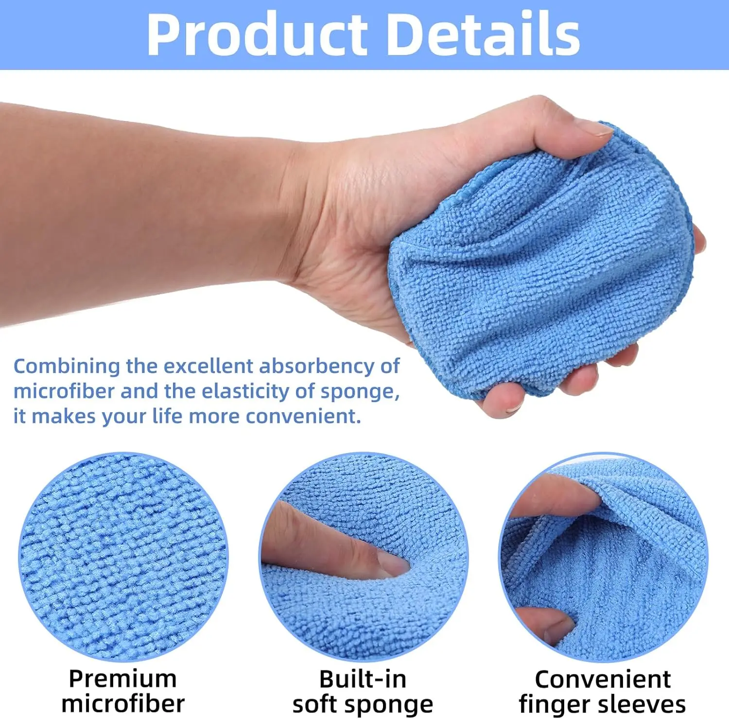 8 Pack 5 Microfiber Wax Applicator Pads & Professional Car