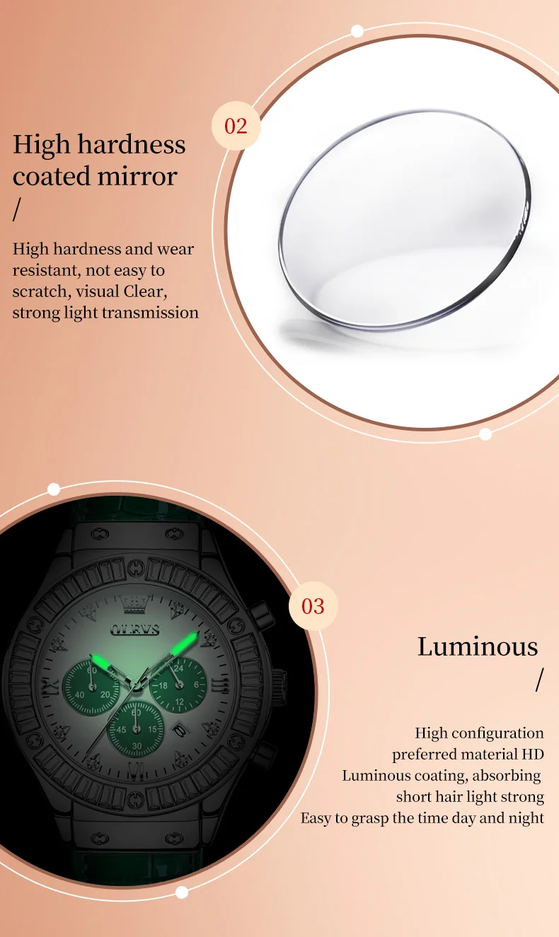 OLEVS 9978 Analog Quartz Watch for Women Leather Strap Waterproof Luxury Elegant Ladies' Watches Business Luxury Wristwatch