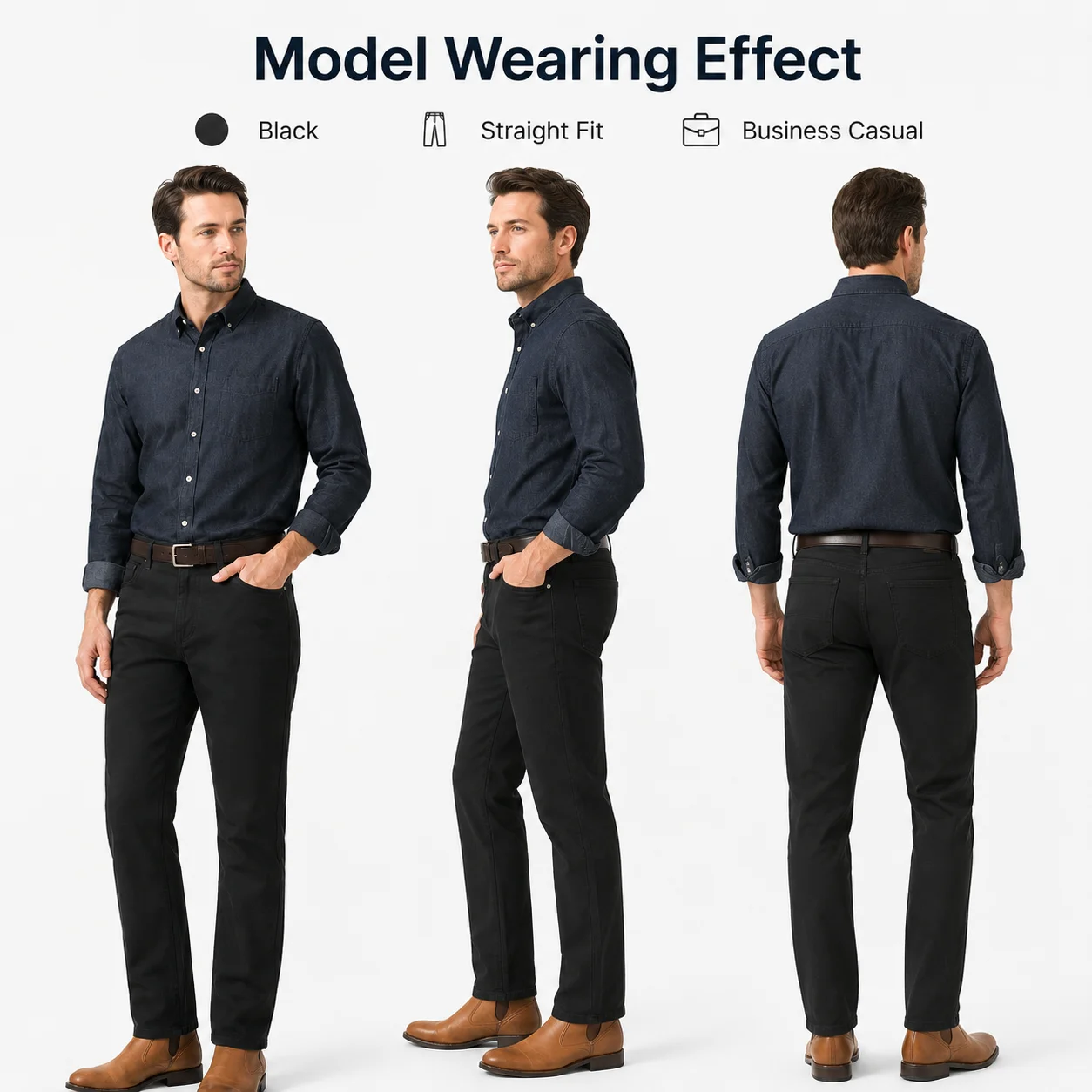 Custom High Quality Men's Casual Straight Stretch Plain Golf Pants With Five Pocket