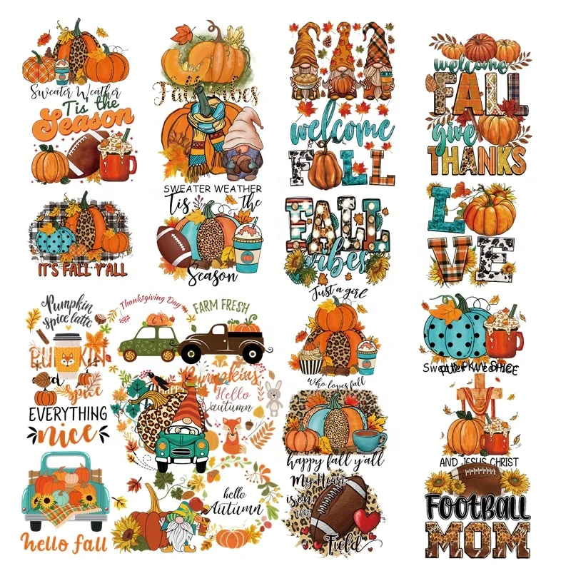 Autumn DTF Iron-On Transfer – Cozy Vibes Smiley Face With Knit Hat & Pumpkin, Heat Press Decal For T-Shirts, Hoodies