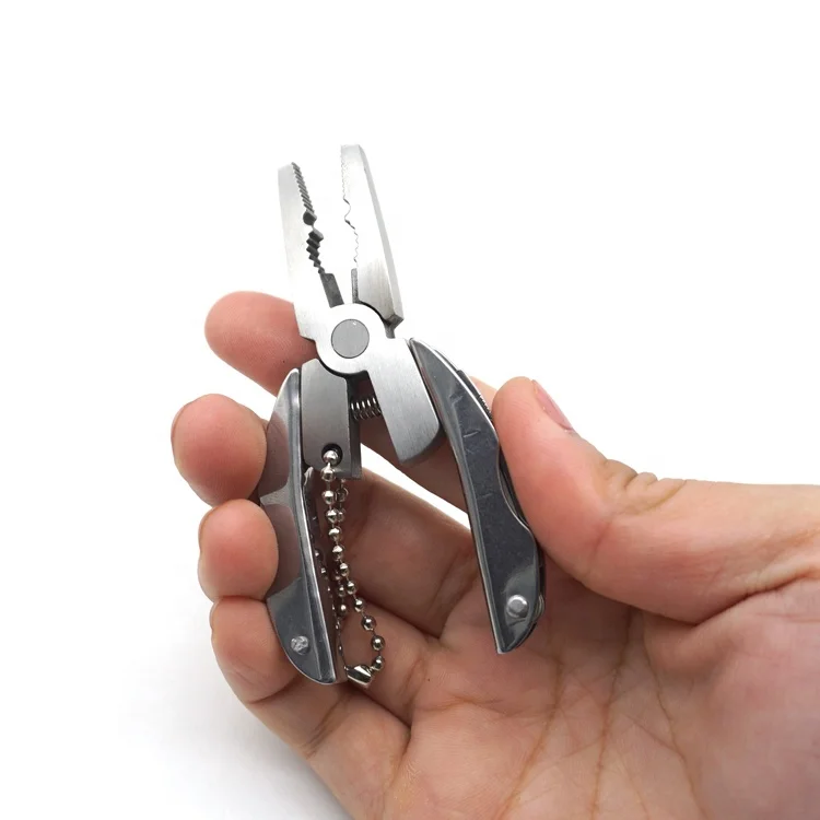 Stocked Stainless Steel Keychain Multi Tool Mini Plier Pocket Multi Tool Ball Chain Plier