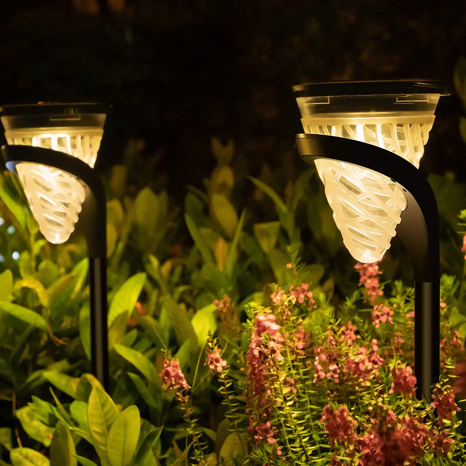 2 in 1 Waterproof LED solar garden lights pathway wall hanging decorative Landscape Cone camping Light lamp