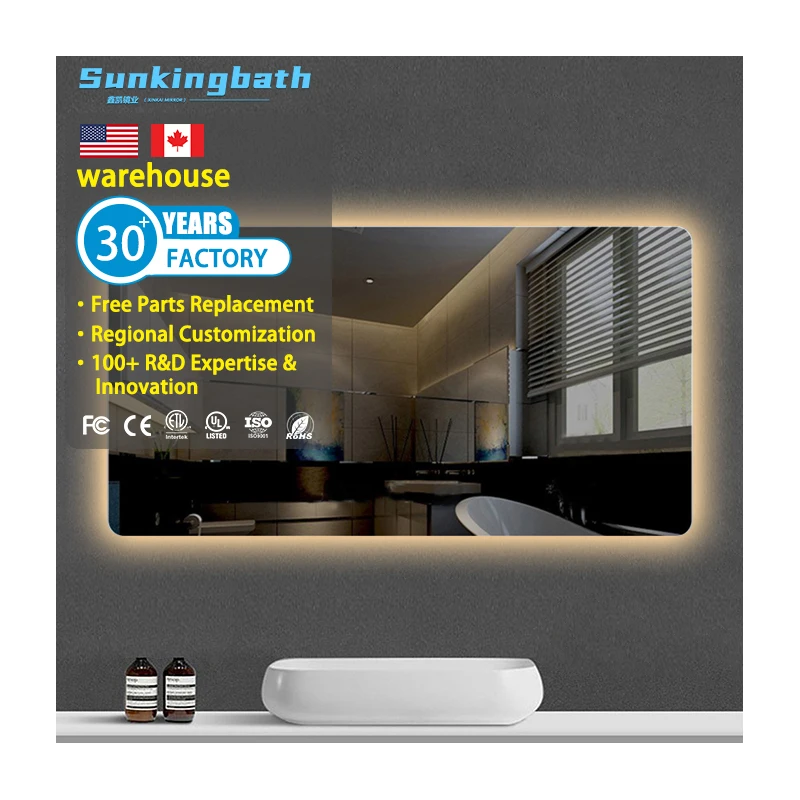 Luxury Rectangle Smart Wall Mounted Modern Rectangular Bathroom Mirror With Led Lights Led Lights Mirror