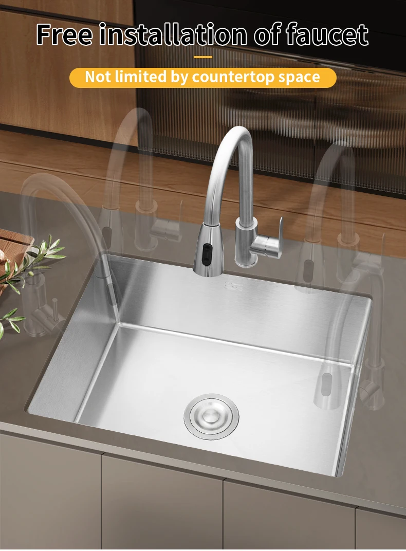 Sus304 Stainless Steel Washing Basin Wire Drawing Manual Sink Under The ...