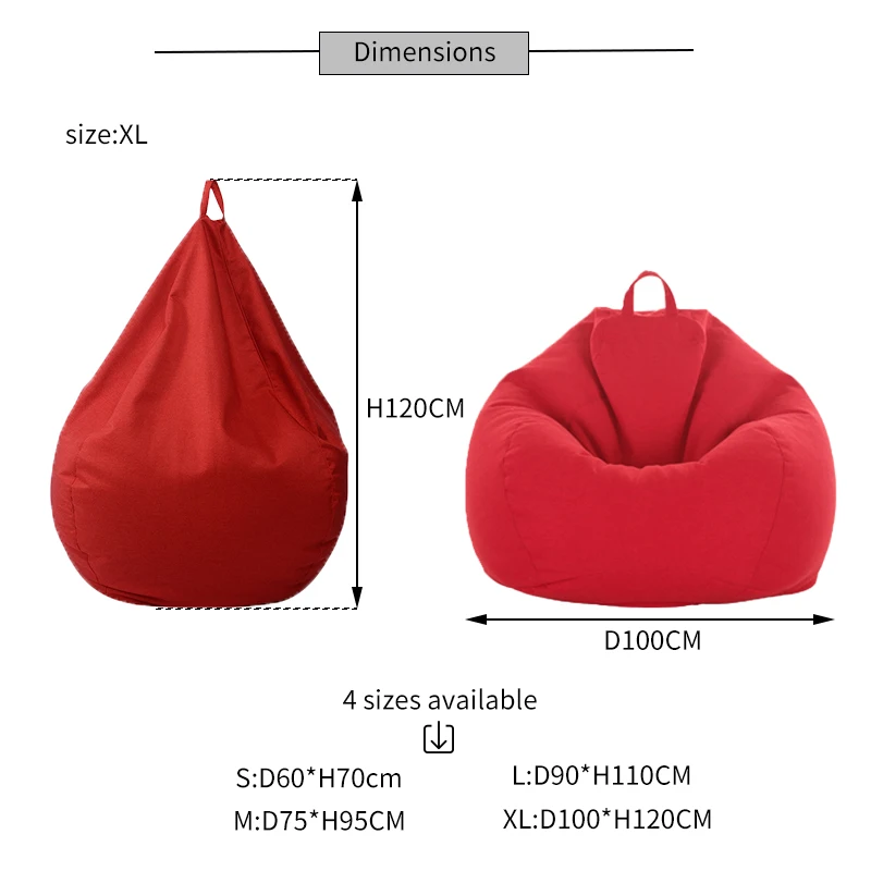 Lazy Sofa Bean Bag Cover Unfilled Living Room Beanbag Cover With Linen