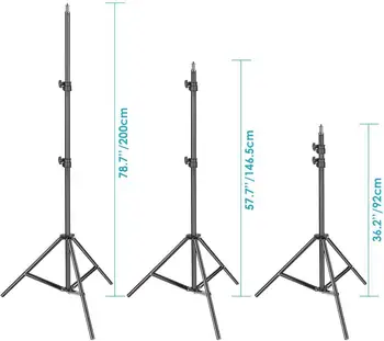 Neewer 2-Pack Dimmable Bi-Color 660 LED Video Light With Barndoor and 6.5 Feet Light Stand, 4-Pack Rechargeable 6600mAh Battery detail image