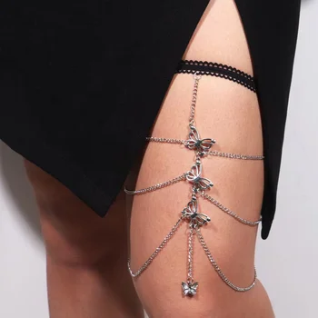 Multi-layer Butterfly Elastic Leg Chain Jewelry for Bohemian Sexy Women Body Chain Leg Thigh Body Accessories