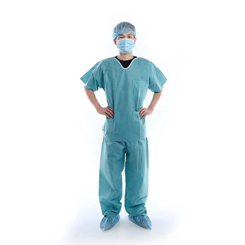 Κορυφαία ποιότητα V-neck Hosital Patient Scrub Suits For Man & Γυναικείο S/M/L/XL/XXL Μη υφαντό φόρεμα ασθενούς