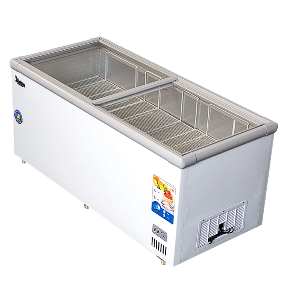 Rebirth Commercial Curved Glass Door Chest Deep Freezer Ice Cream Display  Showcase bar Fridge with Freezer Used pepsi Fridge