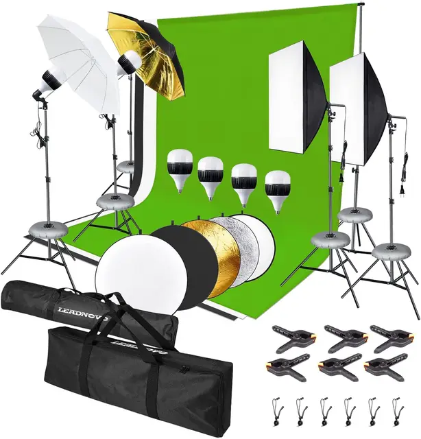 Factory wholesale Photo softbox lighting kit, background stand system and bulb Softbox and umbrella continuous photo lighting