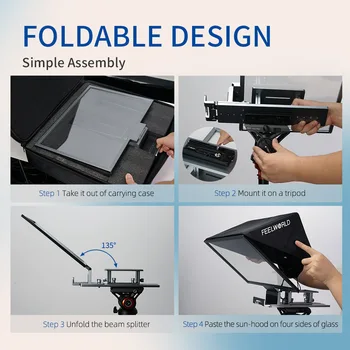 FEELWORLD TP16 16-inch Folding Teleprompter Supports up to 16"  Horizontal Vertical Tablet Prompting Studio detail image