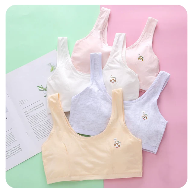Wholesale Vest Style Bra for Teen Girls Cartoon Printed Free Size Cotton  Cami Bra  Solid Bralette  Bra for School Girl