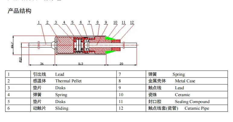 240 Degree SF240E Thermal Fuse Low Breaking Capacity Thermostat