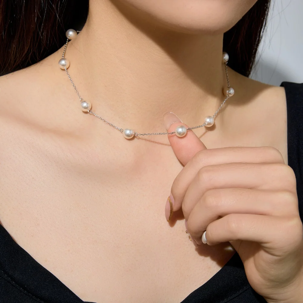 KAKODIY Sophisticated and Elegant Designed Beautifully Designed 925 Sterling Silver Chain Multi-Layered Shell Pearl Pendant Necklace for Women for Daily Wear and Dress Up detail 8