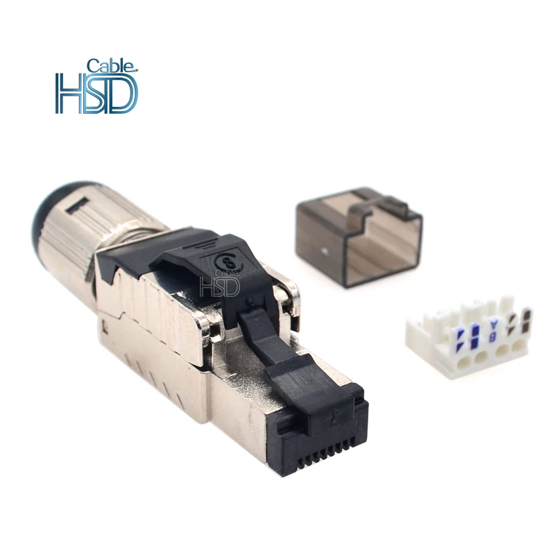 Toolless Field Termination Cat8 RJ45 Shielded Connector Ethernet Network Male Modular Plug for Cat8 Cables