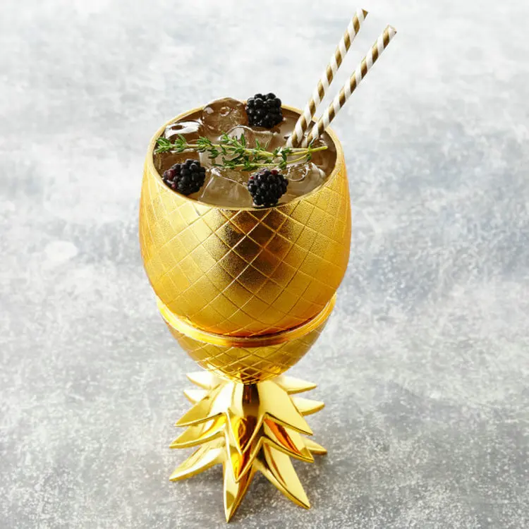 BORGE Customized 500ml Hammered Russian Moscow Mule Mug Pineapple Drinking Cups With Lid
