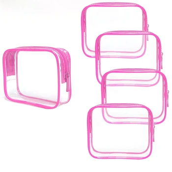Wholesale Large Capacity Hot Pink Funny PVC Makeup Bag Professional Transparent Women's Cosmetic bag Travel with Custom Logo