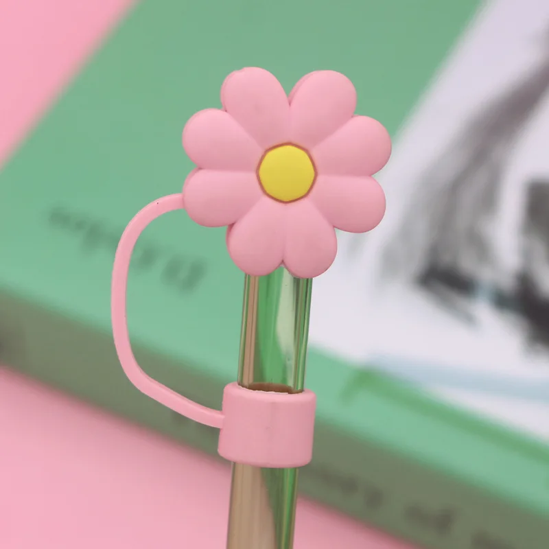 Flower Daisy Shape Silicone Straw Cover Reusable Straw Tips Lids Dust