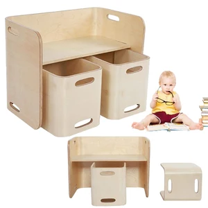 Kids Desk Multipurpose Kids Table and Chair Set 3-Piece Adaptable Furniture Set Kids' Learning Desk Certified and Safe No Assemb