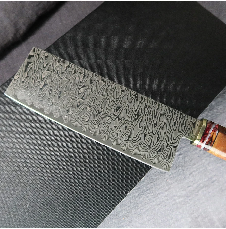 Damascus Steel Chef Knife - Carbon Steel Chopping  Slicing Knife