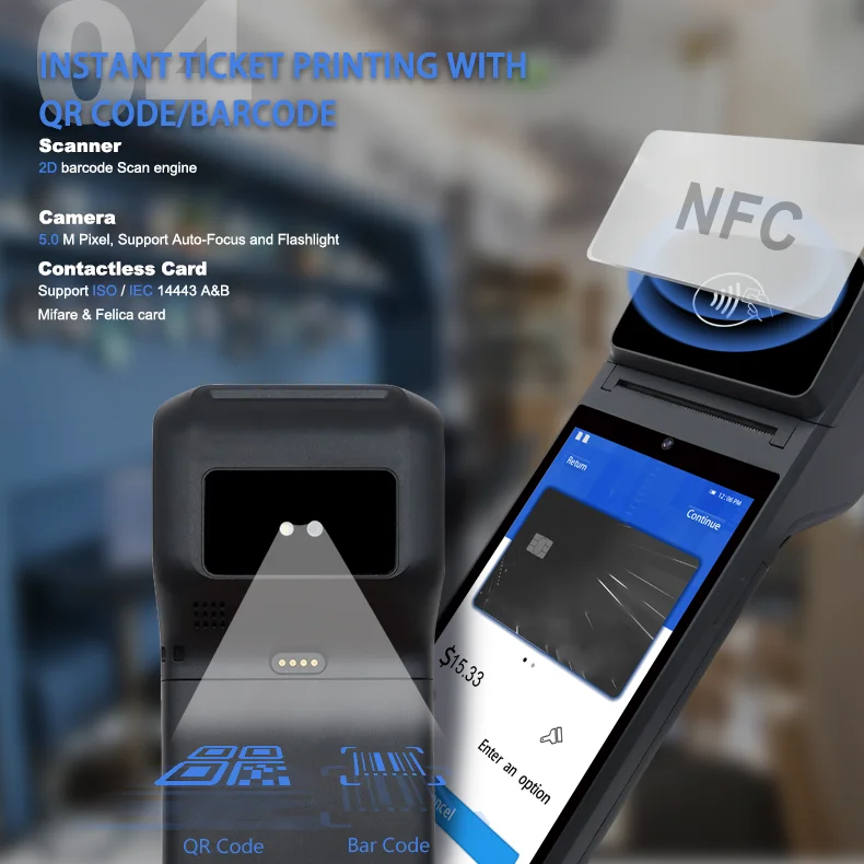 Z92 Handheld Rugged Android POS Machine with QR Scanner