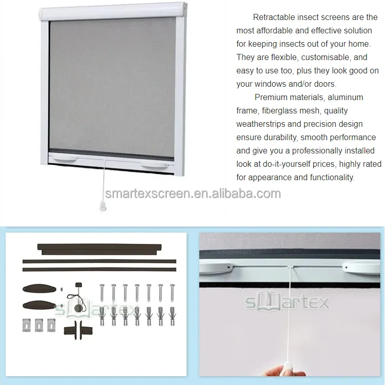 Custom Adjustable Unbreakable Screens Window Aluminum Frame Residential Security Screen Window With Retractable
