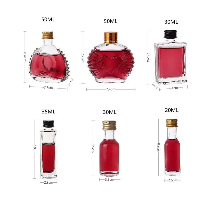 Wholesale 50ML Mini Empty Glass Ice Wine Bottle for Whiskey Liquor Vodka with Screw Top