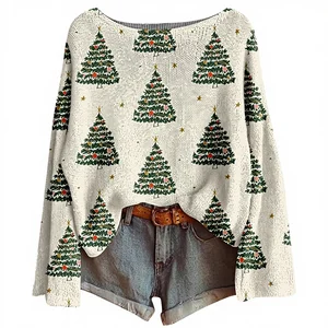 Christmas Korean Sweater Women Winter Plus Size Regular Length Batwing Sleeve Cute Holiday 2026 Funny Boho Sweatshirts