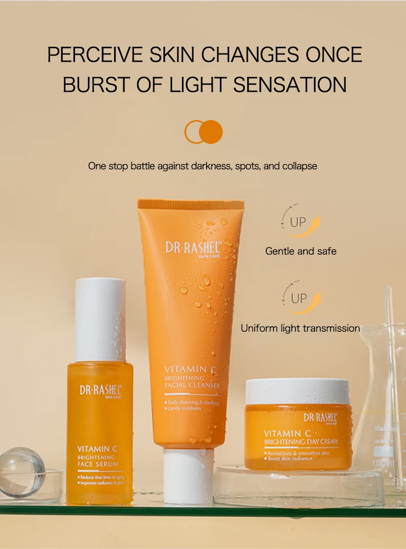 DR.RASHEL Neues VC Make-up-Set mit Kosmetiktasche, hellt den Hautton auf, erfrischend und feuchtigkeitsspendend, verbesserte Formel, praktisch zum Mitnehmen. – Detail 3