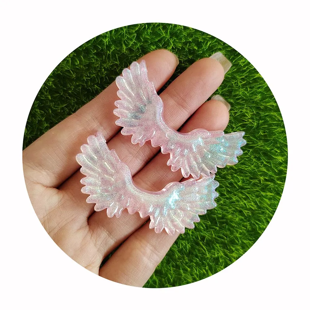 100pcs/lot 20*55MM 3D Plastic Glitter Angel Wings for Crafts