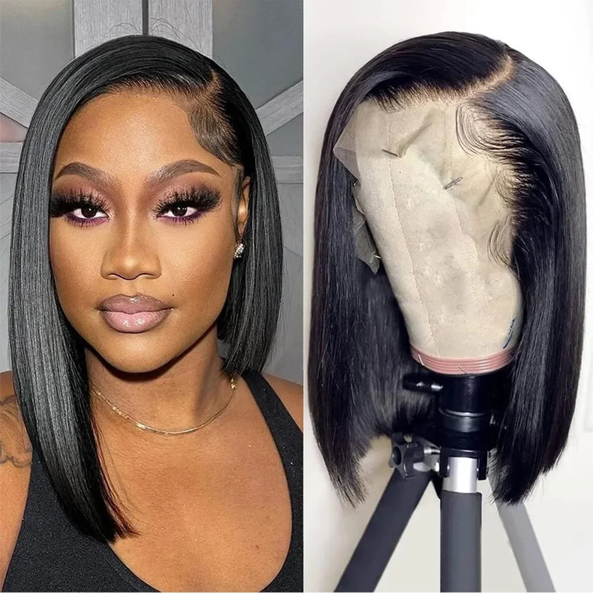 Parrucca Bob Capelli Umani Frontale Pizzo Capelli Remy 150 Densità Parrucche Donne Corto Pre Pizzicato_voghion.com