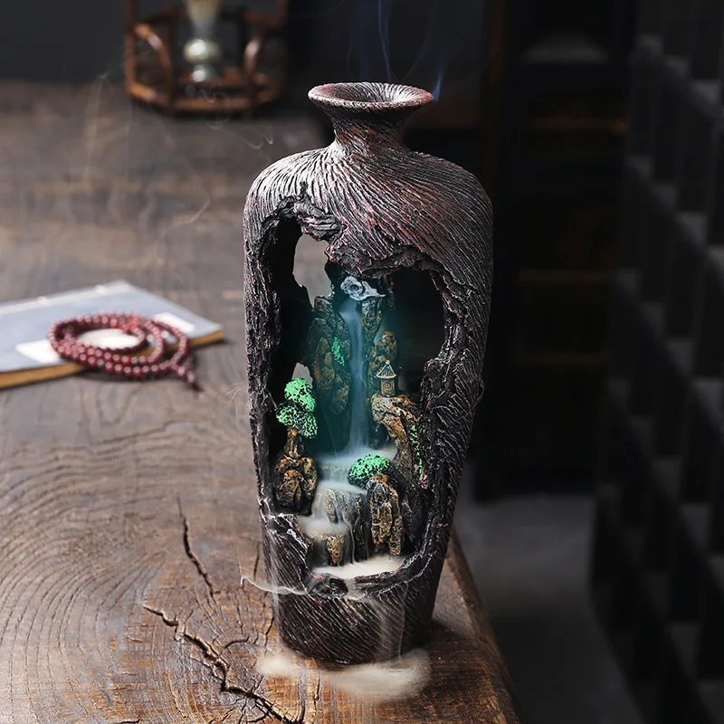 New Arrival LED Backflow Incense Burner Exquisite Resin Incense Burner Creative Incense Holder for Sale