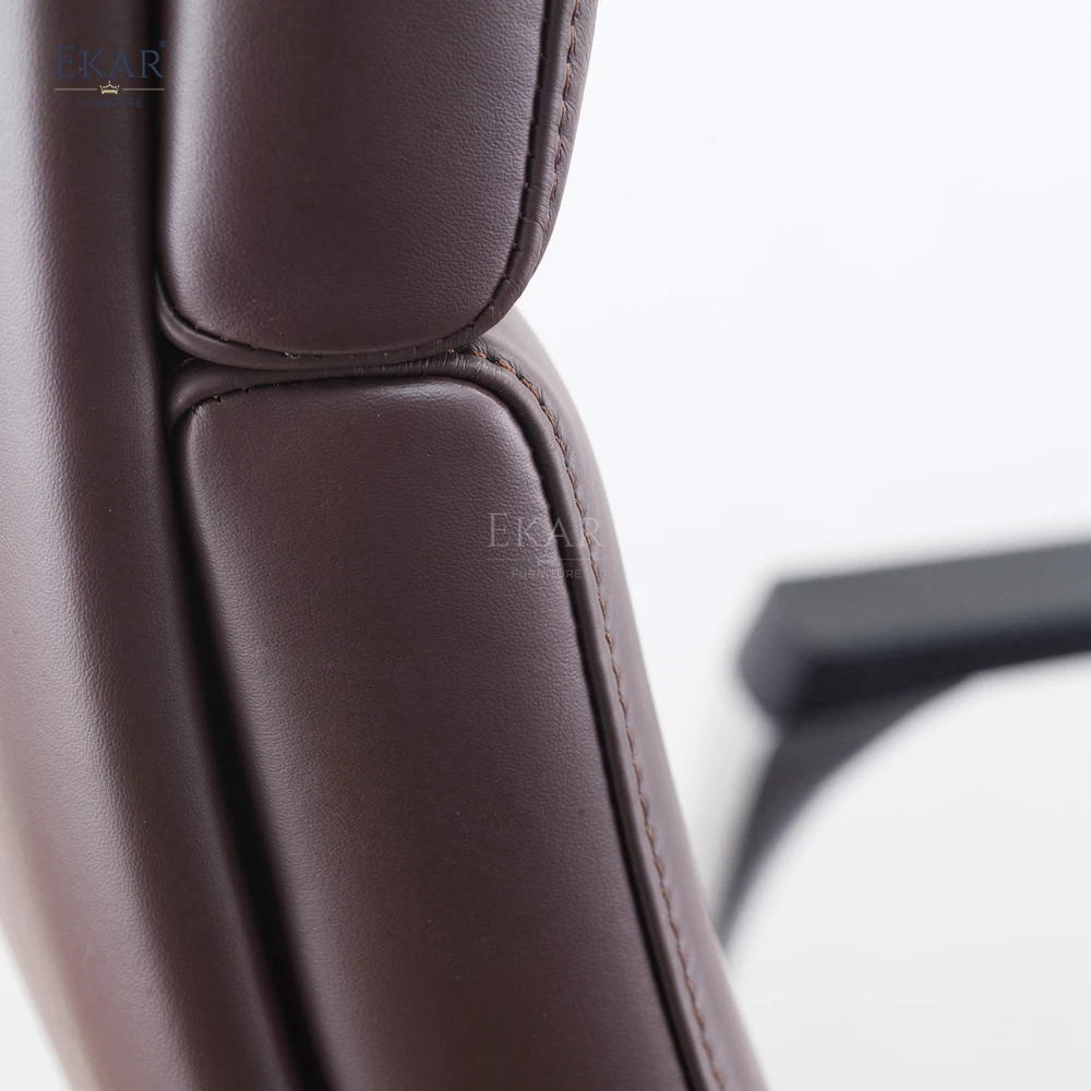 Elegant Italian Imported Top-Grain Leather Office Chair with PU Soft-Padded Armrests manufacture