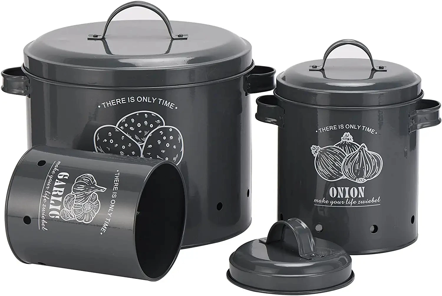 Potato Onion Garlic Storage Bin With Lid Set Of 3 Potato Storage For ...