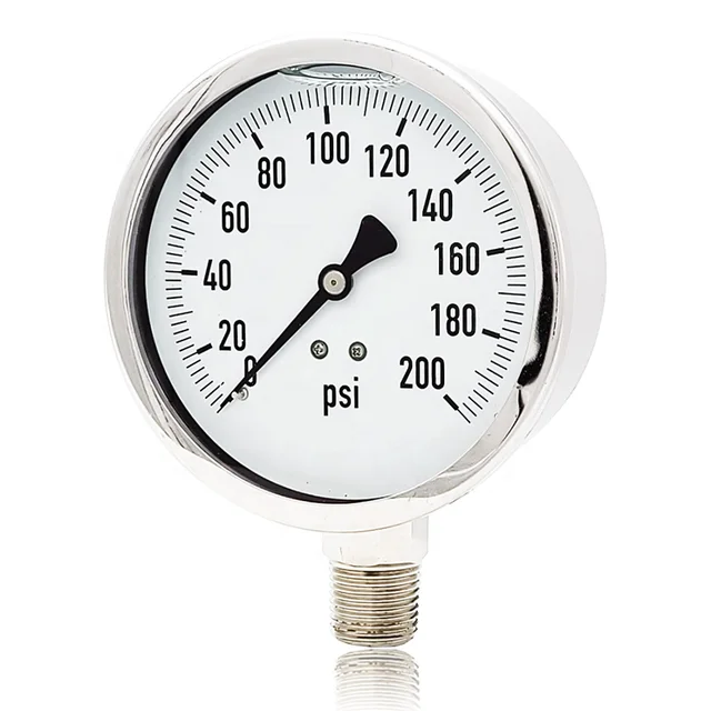 Full Stainless Steel Oil Filled Dial 100mm 0 to 200 psi Pressure Gauge for Pressure Testing