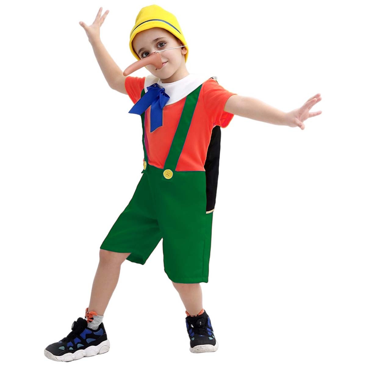 Halloween Kids Fairytale Long Nose Puppet Cosplay Pinocchio Costume DISN-026
