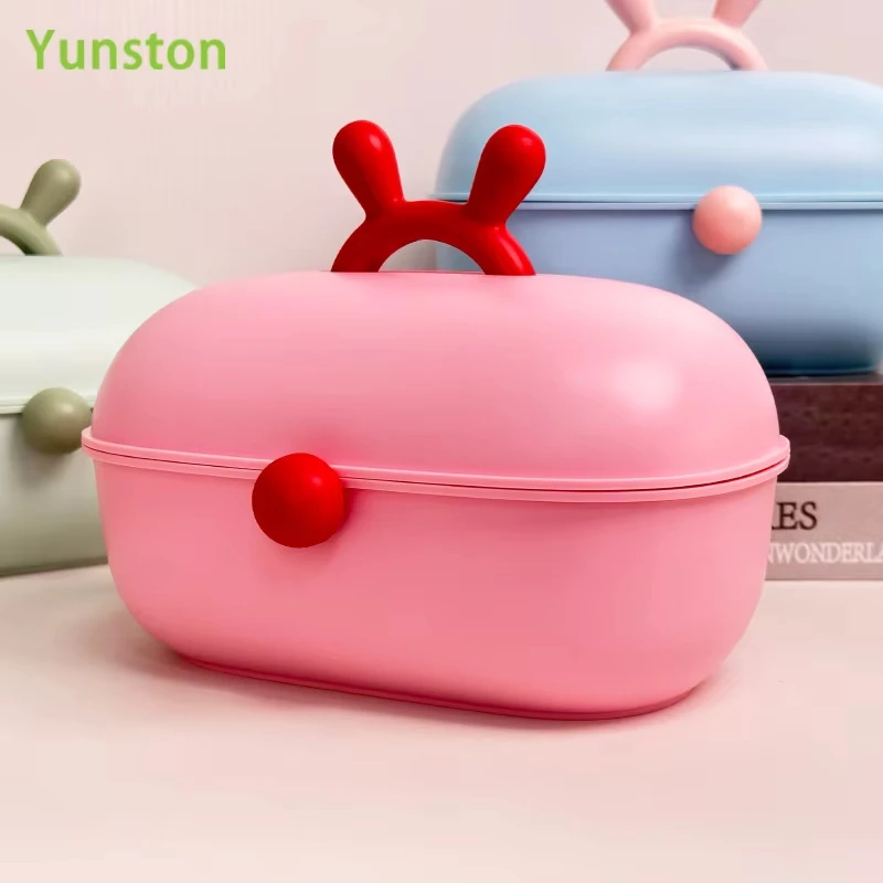 Girls' Cute Dustproof Makeup Storage Box Colorful Plastic Dressing Table Makeup Organizer