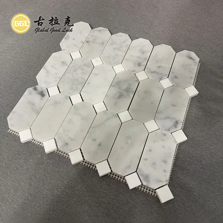 Modern White Natural Stone Octagon Marble Mosaic Tile Bathroom Interior Mosaic Tile supplier