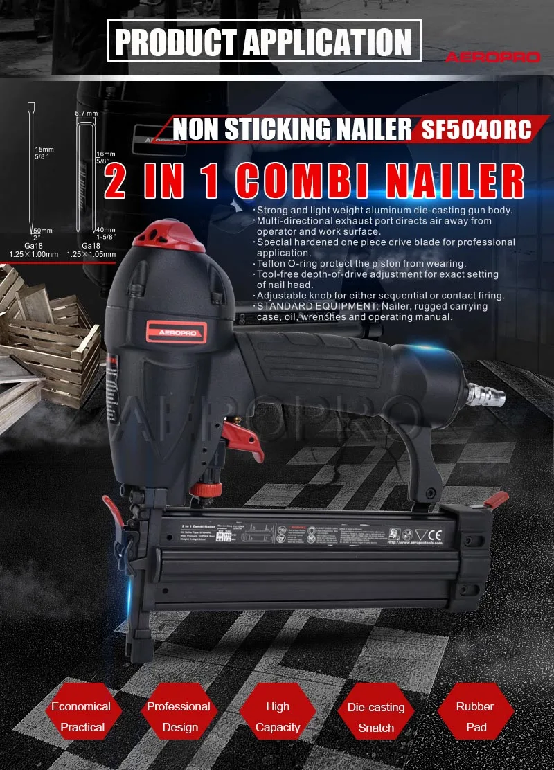 Aeropro 2 In 1 Combi Industrial Nail Gun Sf5040rc Air Nailer Stapler