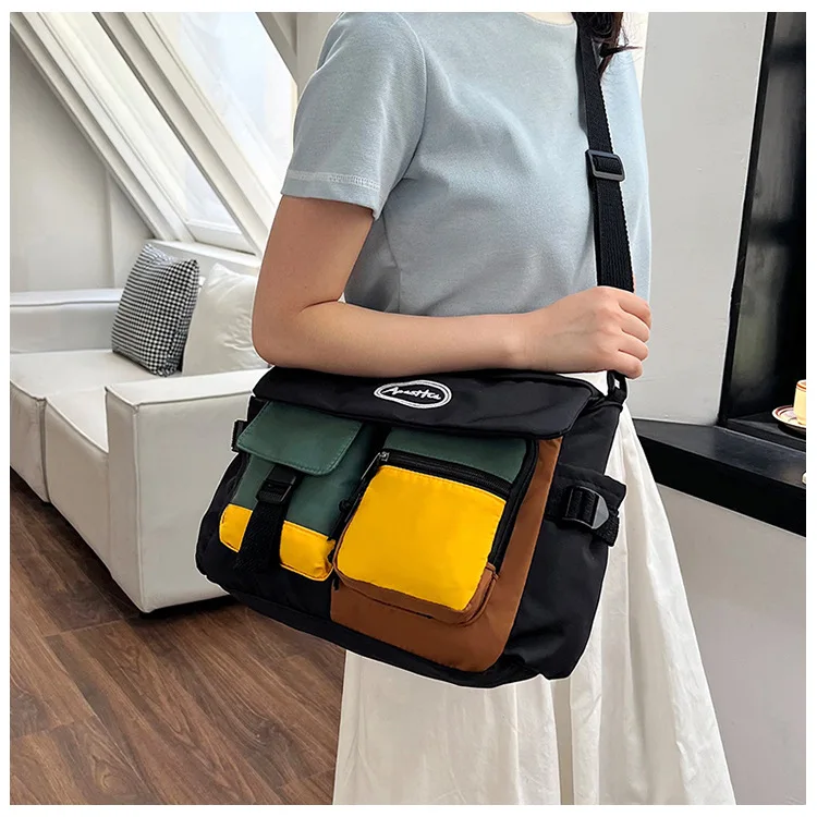 New Trendy Brand Colorful Contrast Crossbody Bag for Men and Women Casual Sporty Cool Design Multi-Color Shoulder Canvas Bag