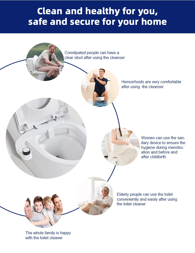 Modern Fresh Water Non-electric Bidet Sprayer OEM/ODM Ultra-Slim Shattaf Bathroom Retractable Dual Nozzle Bidet Attachment factory