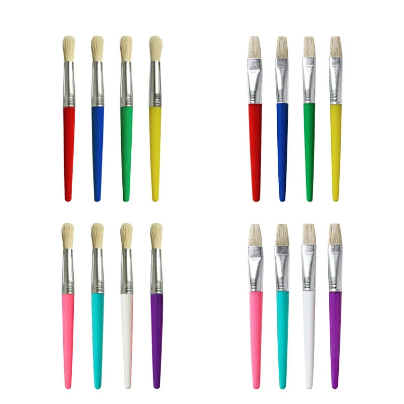 Детская кисть для рисования в стиле граффити «сделай сам» с белой щетиной и волосами карамельного цвета 4 круглых головки