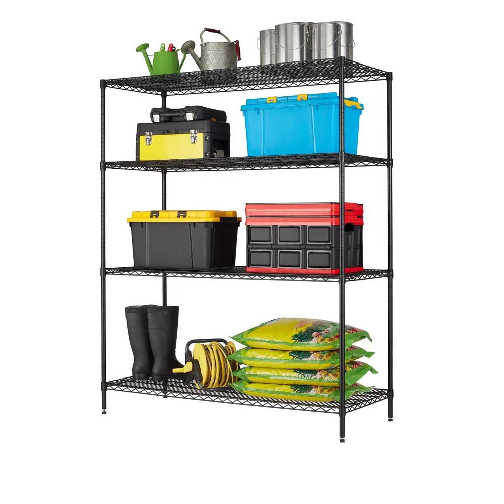 4 Tire Storage Metal Wire Shelving 250kg Per Shelf Capacity Commercial Heavy Duty Wire Rack Shelf Organization OEM&ODM Black
