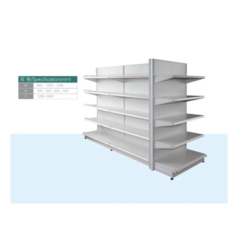 Customized Retail Store Display Shelves Supermarket Display Racks Gondola Shelving Double Sided