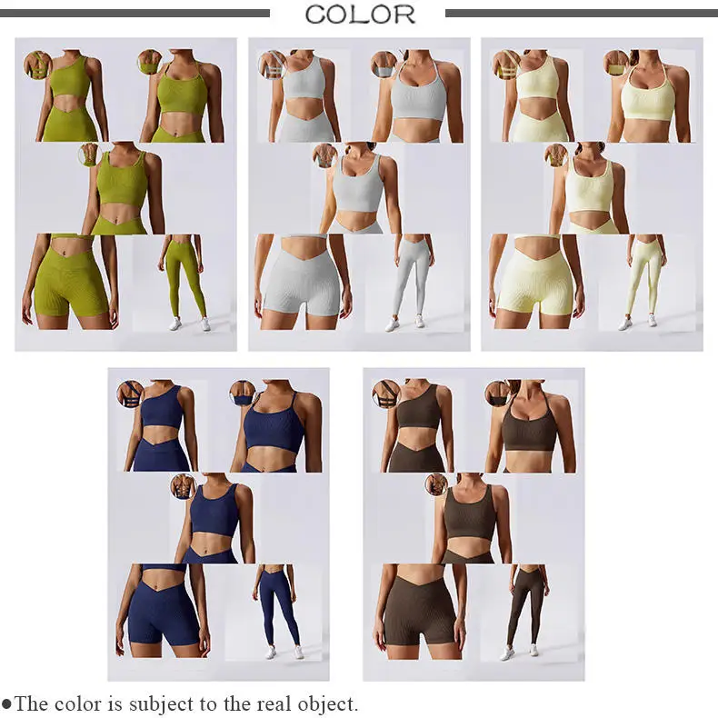 Однотонный спортивный комплект из 2 предметов с бюстгальтером и леггинсами Женский бесшовный для фитнеса высокой талией бега йоги