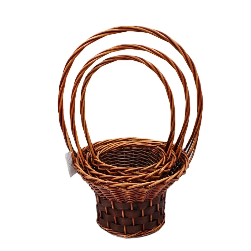 Factory Custom Size Woven Willow Basket Handmade Wicker Flower Basket